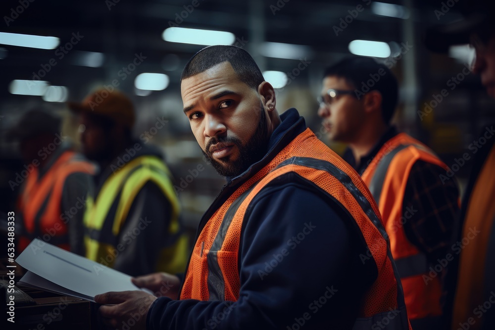 Mixed and diverse group of people working in a warehouse
