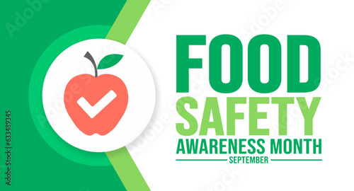 September is Food Safety Awareness Month background template. Holiday concept. background, banner, placard, card, and poster design template with text inscription and standard color. vector