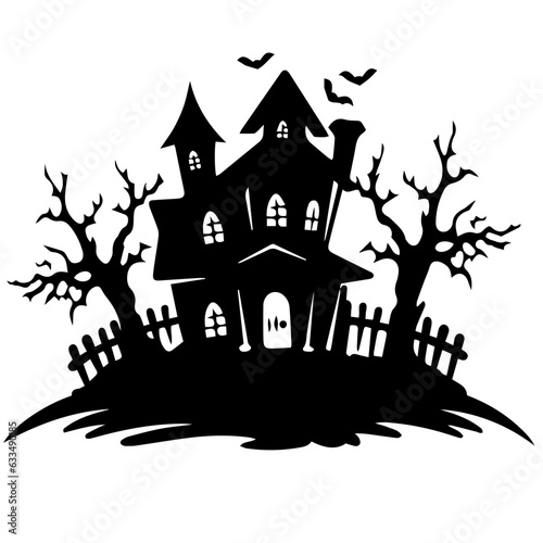 Wallpaper Mural Illustration of silhouette a scary house. Mystical house with monsters and ghost for Halloween Torontodigital.ca