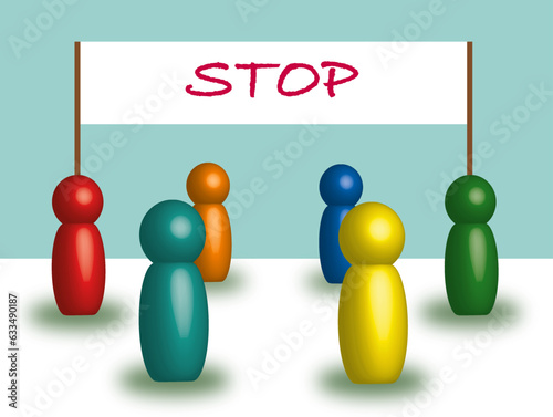 Stop, abstract group, illustration