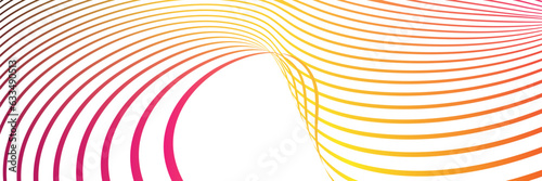 Wavy lines or ribbons. Multicolored striped gradient. Creative unusual background with abstract gradient wave lines for creating trendy banner  poster. Vector eps