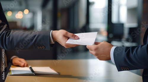 Two Businessmen Sealing a Deal with a Handshake and Envelope Exchange generative art