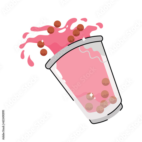 Bubble tea doodle vector filled outline Sticker. EPS 10 file