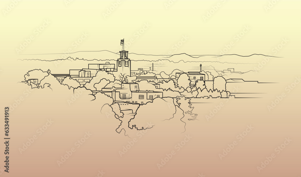 Fototapeta premium Vector graphic of Santa Fe, the capital of the U.S. state of New Mexico