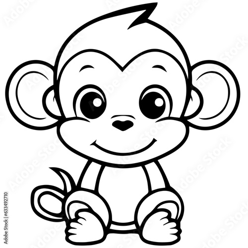 Monkey in vector cartoon to be colored. Coloring book for children