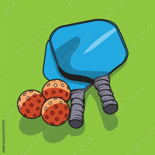Basic equipment for pickleball - vector graphic