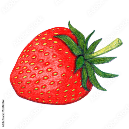 Red strawberry risography retro illustration