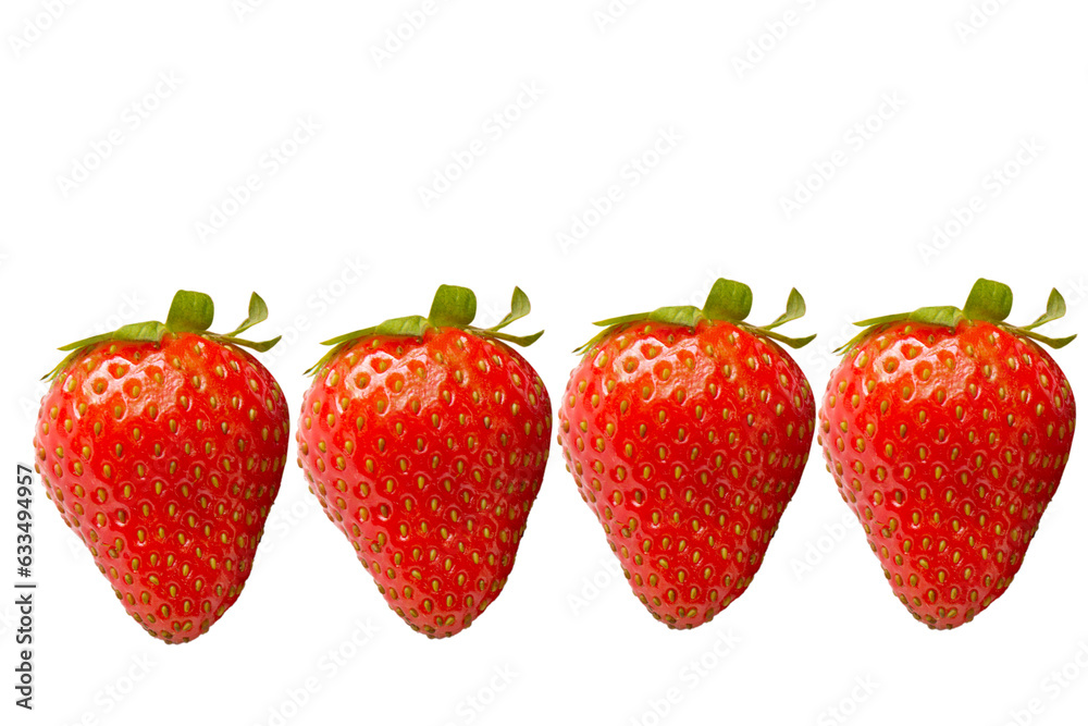 Fresh strawberries and green leaves on white backgroud. Concept for healthy eating and lifestyle. Growing organic food, for design Fresh strawberries and green leaves on white backgroud. Concept for healthy eating and lifestyle. Growing organic food, for design