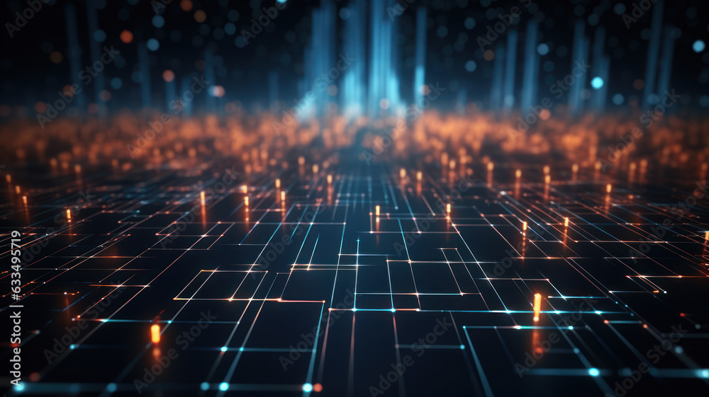 Dark Background with Connected Dots and Lines, Data Network Illustration Dark Background with Connected Dots and Lines, Data Network Illustration