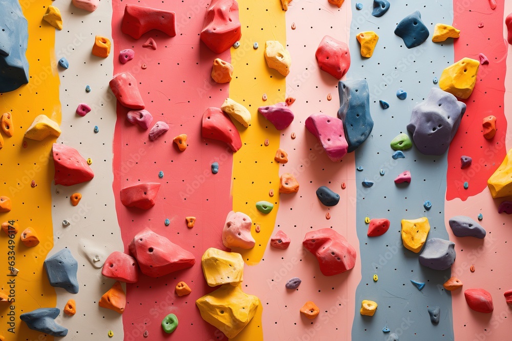 A colorful indoor climbing wall. - obrazy, fototapety, plakaty 