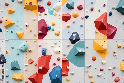 A colorful indoor climbing wall.
