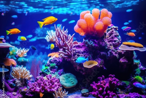 Colorful tropical coral reef with fish.