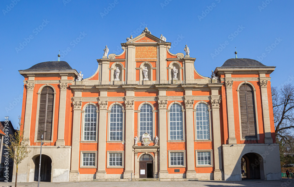 Front facade of the historic Trinitatis church in Wolfenbuttel, Germany