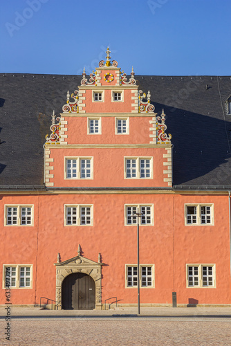 Front facade of the historic Zeughaus building in Wolfenbuttel, Germany