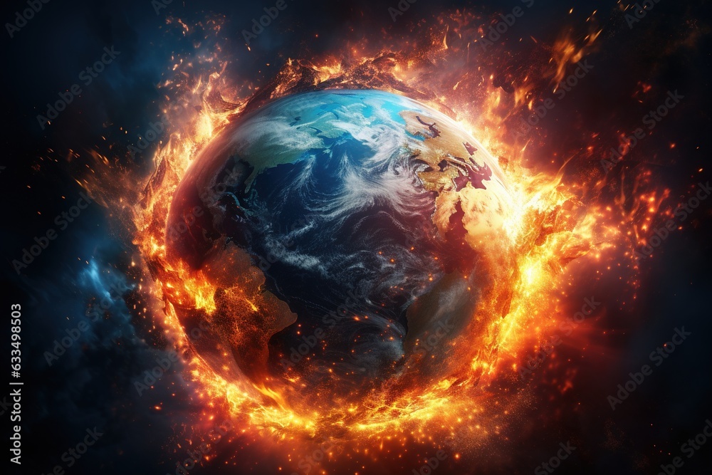 Planet earth is burning in fire. Planet earth is burning in fire.