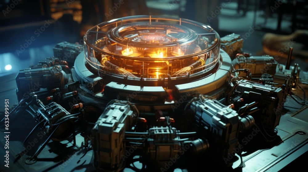 Obraz premium Glowing Nexus: Mysterious Fusion Machine