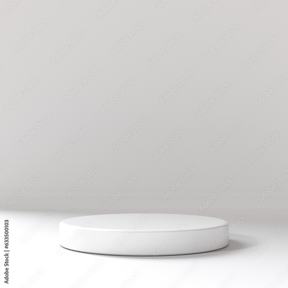 White round 3d podium on white background