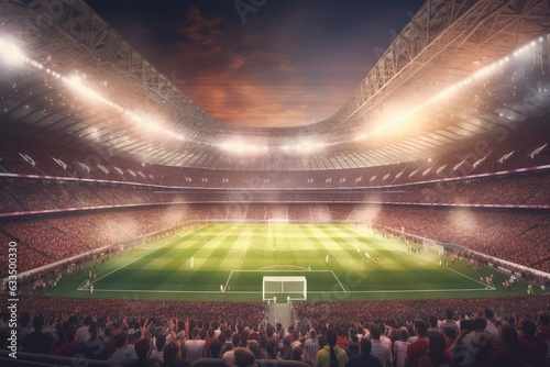 view inside soccer stadium with Fans on stadium game, AI generated © GalleryGlider