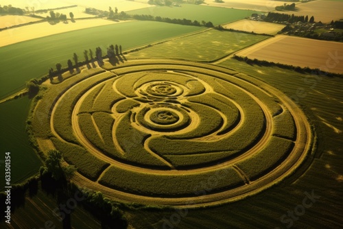 abstract shapes formed by crop circles in agriculture