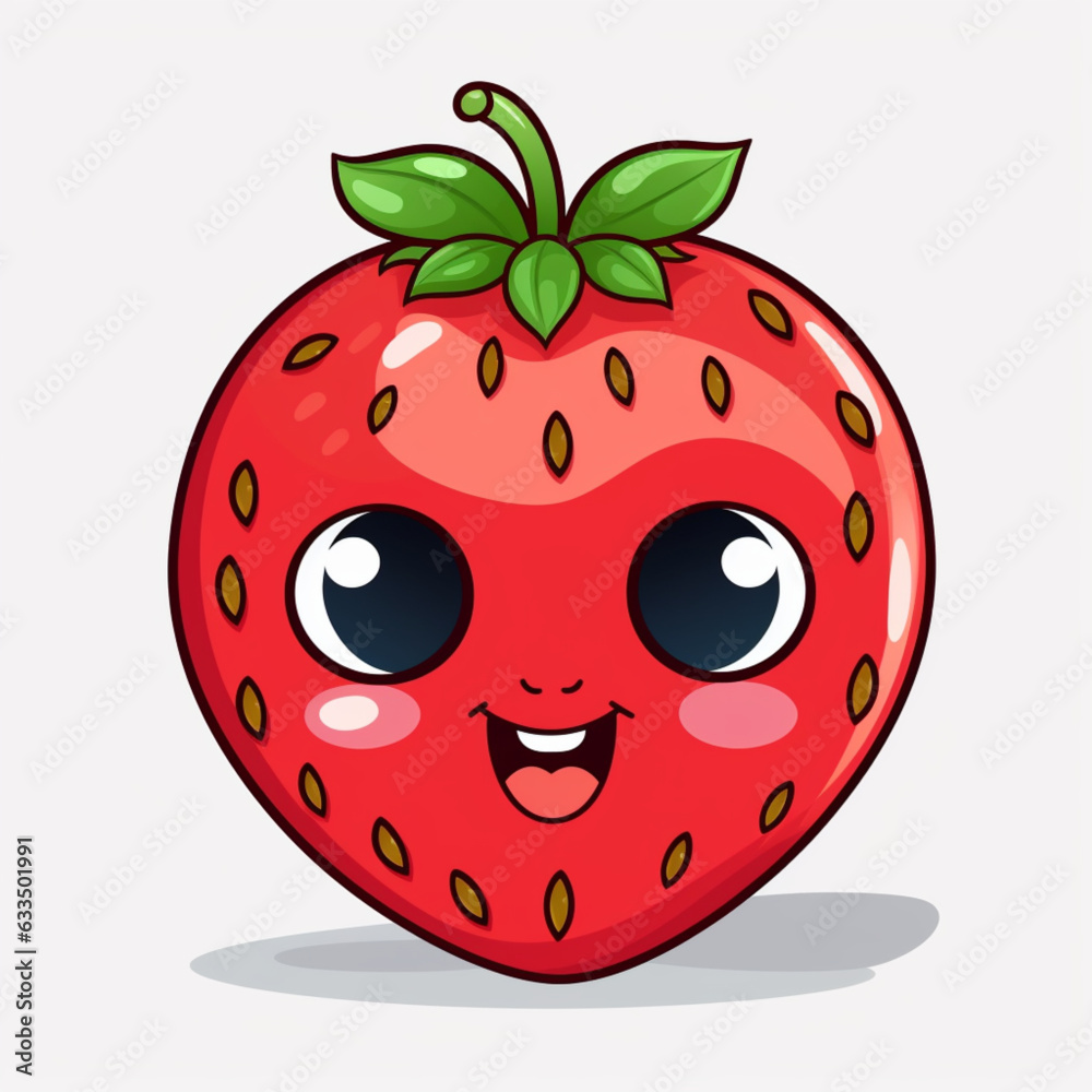 cute strawberry with happy face