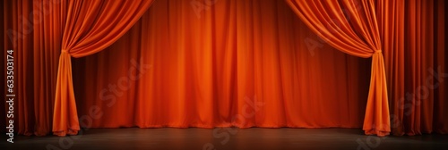An orange velvet theater curtain, background