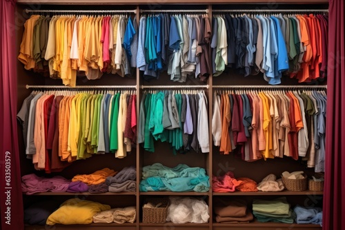 clothes organized by color in a closet