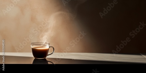 Taza de café minimalista, café aislado con sombras, invitación cafetería menú restaurante insertar texto photo