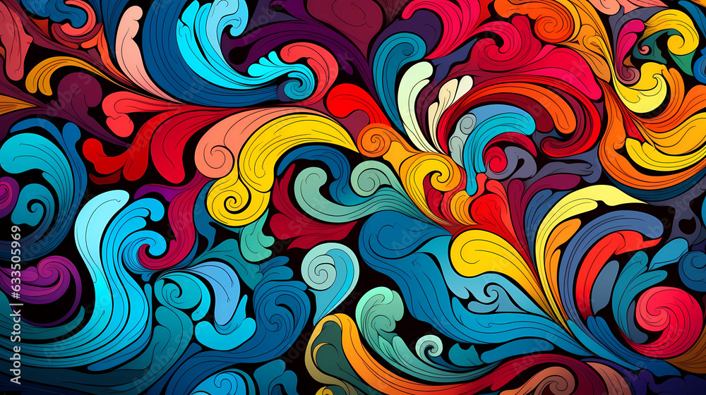 Colourful psychedelic pattern abstract wavy swirling and trippy design