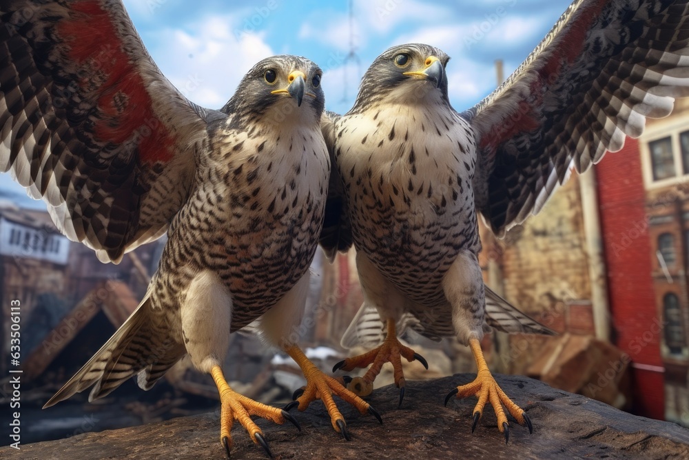 Fototapeta premium close-up of falcons talons ready to prey mid-flight
