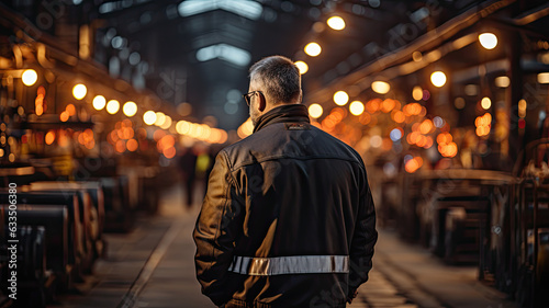 photograph of Engineer standing holding an iPad to inspect the Rolls of galvanized steel sheet inside the factory or warehouse. © JKLoma