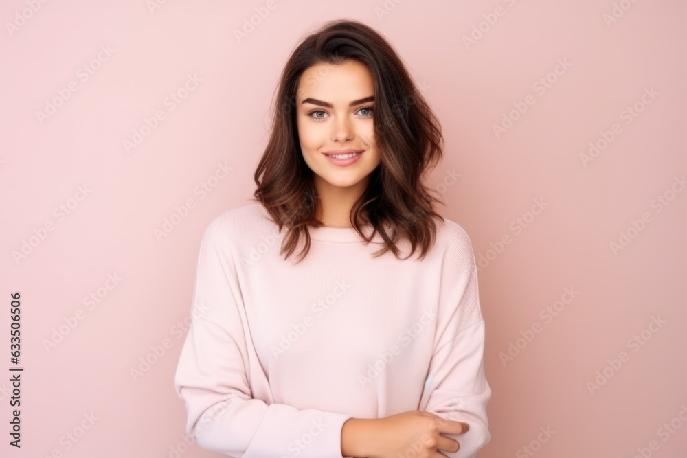 Portrait of a fictional person isolated on a plain colored background. Generative AI. Portrait of a fictional person isolated on a plain colored background. Generative AI.