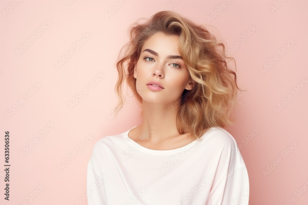Portrait of a fictional person isolated on a plain colored background. Generative AI. Portrait of a fictional person isolated on a plain colored background. Generative AI.