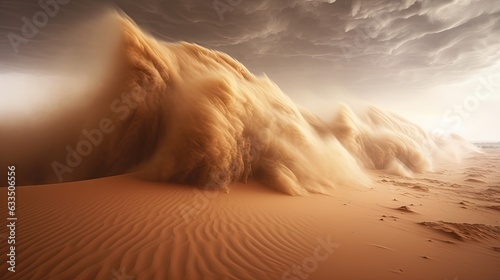  a large wave of sand in the middle of a desert. generative ai