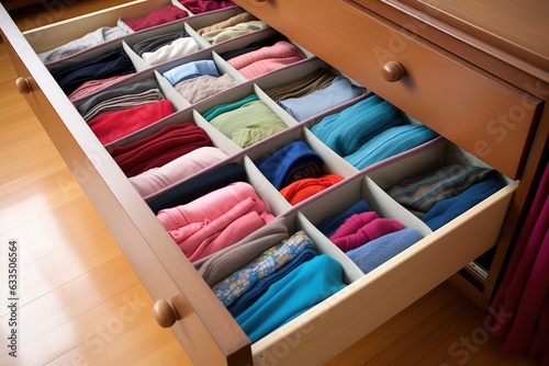 drawer dividers organizing folded clothes photo