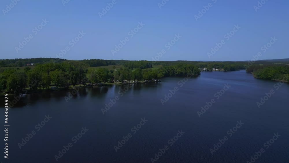 Great aerial top view flight drone Czech village Lake Summer Paradise city town Great aerial top view flight drone Czech village Lake Summer Paradise city town