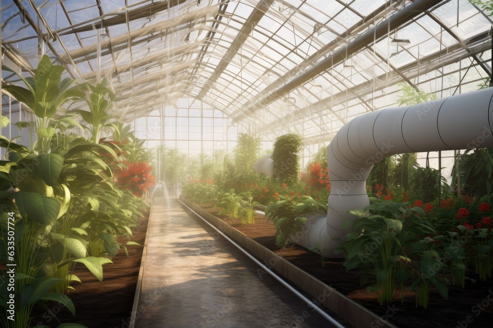advanced irrigation system in a greenhouse
