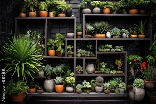 A contemporary home garden typically consists of a wide variety of attractive plants such as cacti, succulents, and air plants, all placed in stylishly designed pots. This concept of gardening is seen