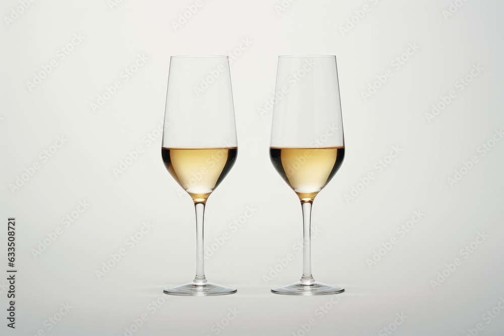 Two flutes of champagne on a white background. Two flutes of champagne on a white background.