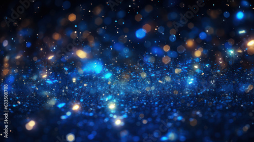 Abstract Dark Blue Background with Glowing Particles