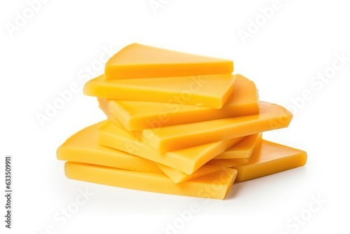 Yellow piece of cheese isolated on a white background