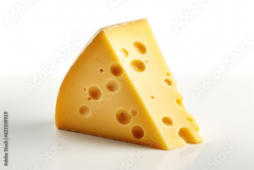 Yellow piece of cheese isolated on a white background