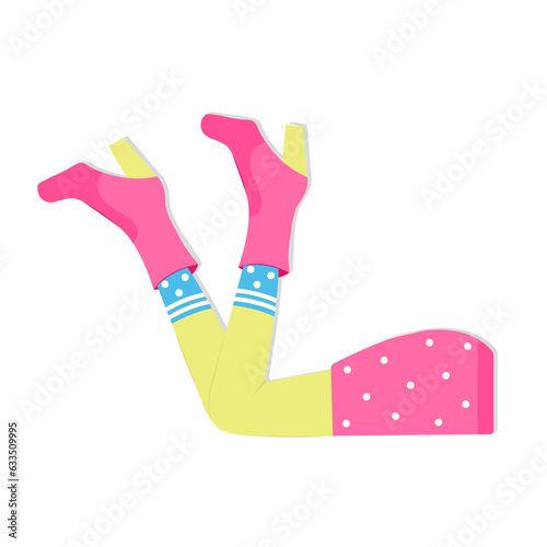 Female Legs in Pink Boots with Heels Polka Dot Skirt Decorative Element