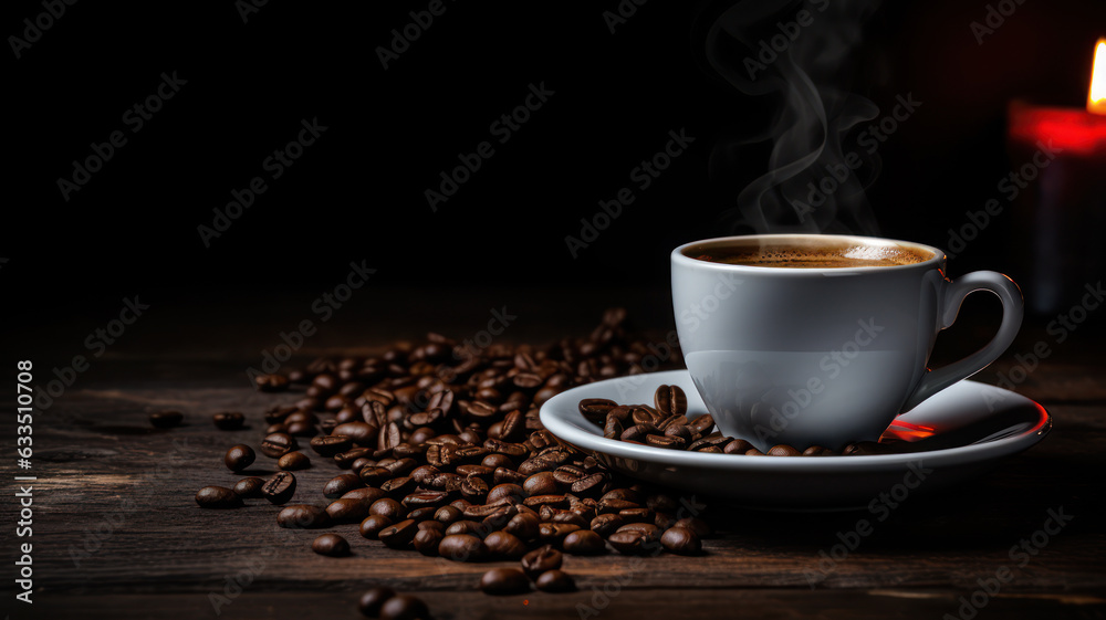 Sleek and stylish espresso coffee on retro table Sleek and stylish espresso coffee on retro table