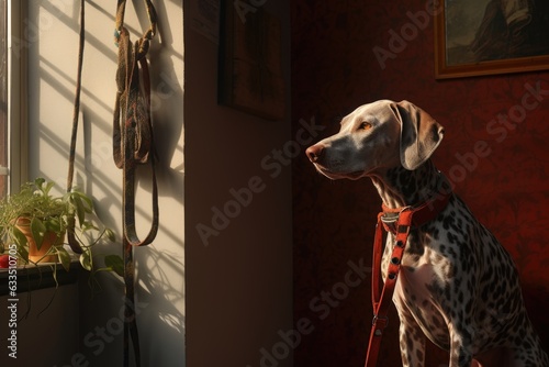 dog leash and collar hanging by the door