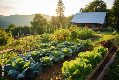 self-sufficient vegetable garden in bloom