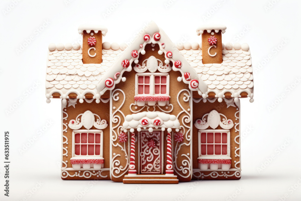 Christmas gingerbread home isolated on the white background. AI generated