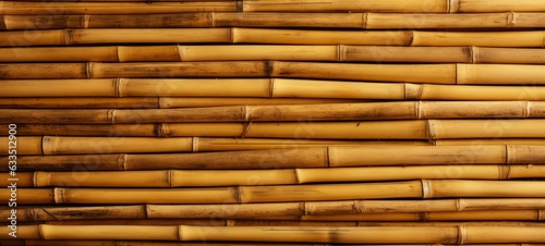 Brown bamboo horizontal wall texture for interior or exterior design. Japanese or chinese cane wall. Ai generated