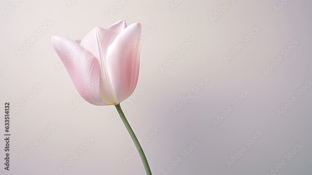  a single pink tulip in a vase on a table.  generative ai