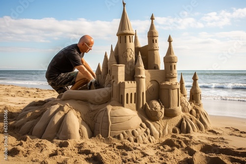 step-by-step process of building a sandcastle photo