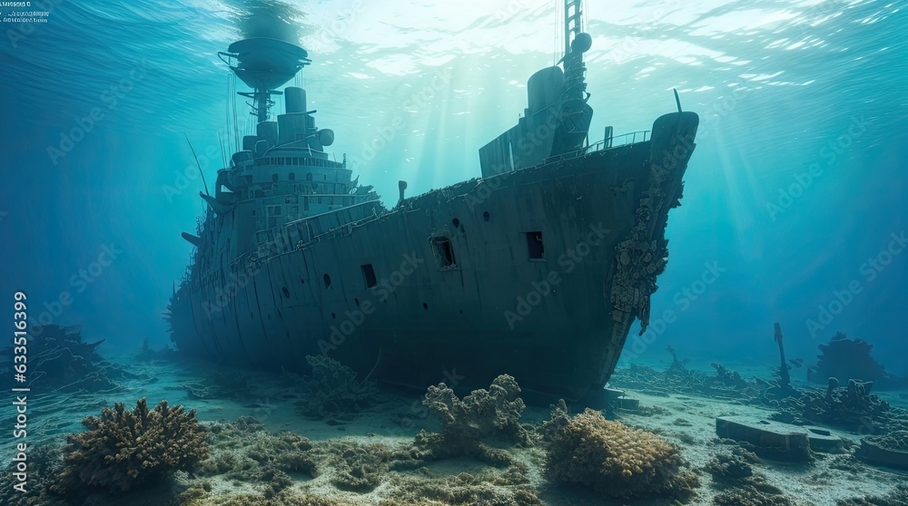 Explore the Deep: Undersea Adventure with Marine Wildlife and Shipwreck